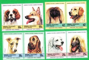 Bequia, Grenadines of St. Vincent Stamps set of 8 Dog breeds MNH