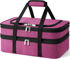 Insulated Double Casserole Carrier - Portable Casserole Carriers for Hot or Cold
