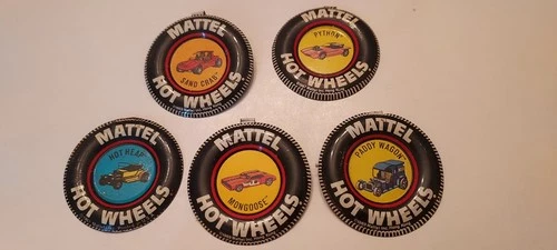 Hot Wheels Redline Mattel Metal Badges Pins Set of 5