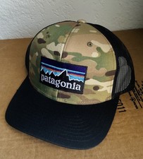 Men's Patagonia Trucker Hat, Camo Print Black, SnapBack Adjustable Fit.