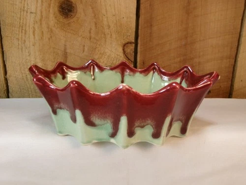 Vintage 1950's McCoy USA Art Pottery Ripple Ware Drip Glaze Planter