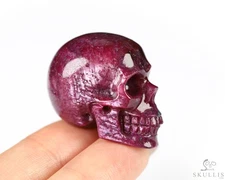 1.1" Ruby Hand Carved Crystal Skull, Realistic, Crystal Healing