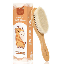 Wooden Baby Hair Brush, Soft Bristle Baby Brush for Cradle Cap, Natural Toddler