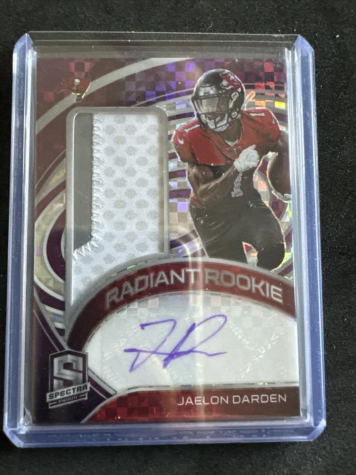 2021 Spectra Radiant Signatures 3/30 Jaelon Darden RPA Rookie LOGO Patch Auto RC - Image 3 of 3