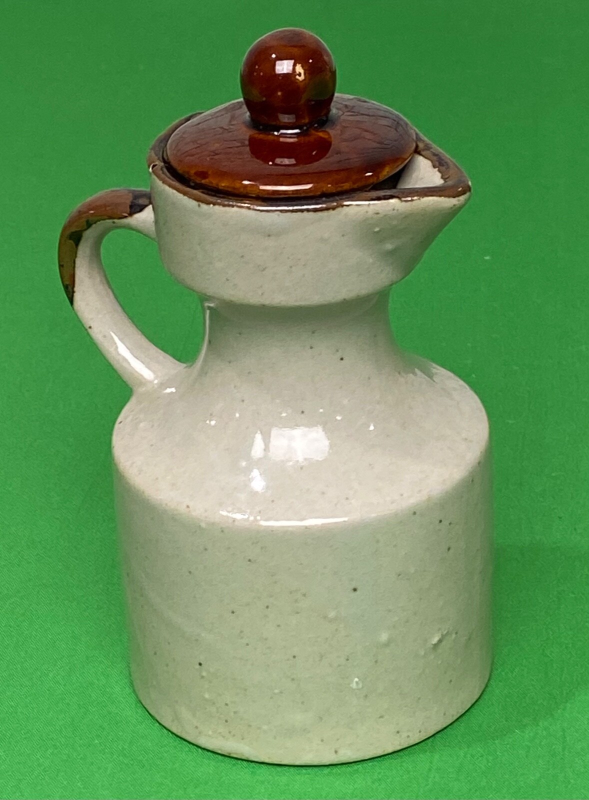 Vintage Small Stoneware Pottery Jug Pitcher Style Oil / Vinegar Cruet 5