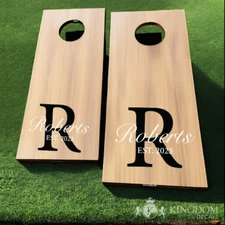 2 Cornhole Decal | Custom Wedding Cornhole Sticker, Two Monogram Cornhole Decals