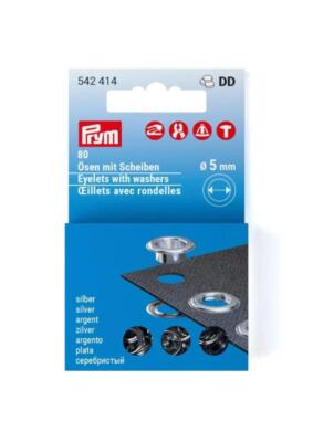 Prym Nachfüllset Ösen mit Scheiben 80 St. (5 mm / silber) nähen und basteln