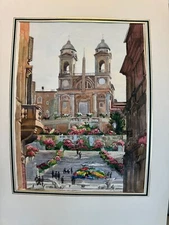 VERY NICELY PAINTED ORIGINAL ITALIAN ARTIST RENO LAMANO WATERCOLOR PAINTING