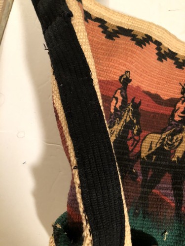 Cowboy Woven Western Cowboys On Horseback Horse Purse Vintage - Picture 5 of 24