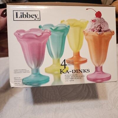 Libbby Ka Dinks Frosted Pastel Sundae Ice Cream Glasses
