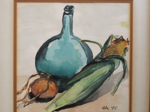 Mid-Century Still Life Watercolor Painting, Framed Original Wall Art - 第 2/3 張圖片