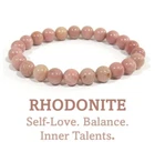 Rhodonite Beaded Crystal Stone Healing Bracelet 8mm Beads Chakra Gift Pink