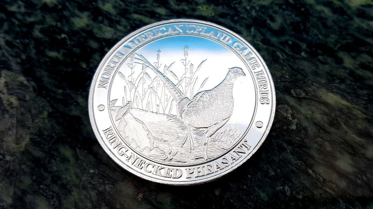 North American Ring Necked Pheasant NAHC Upland Game Birds Silver Collector Coin
