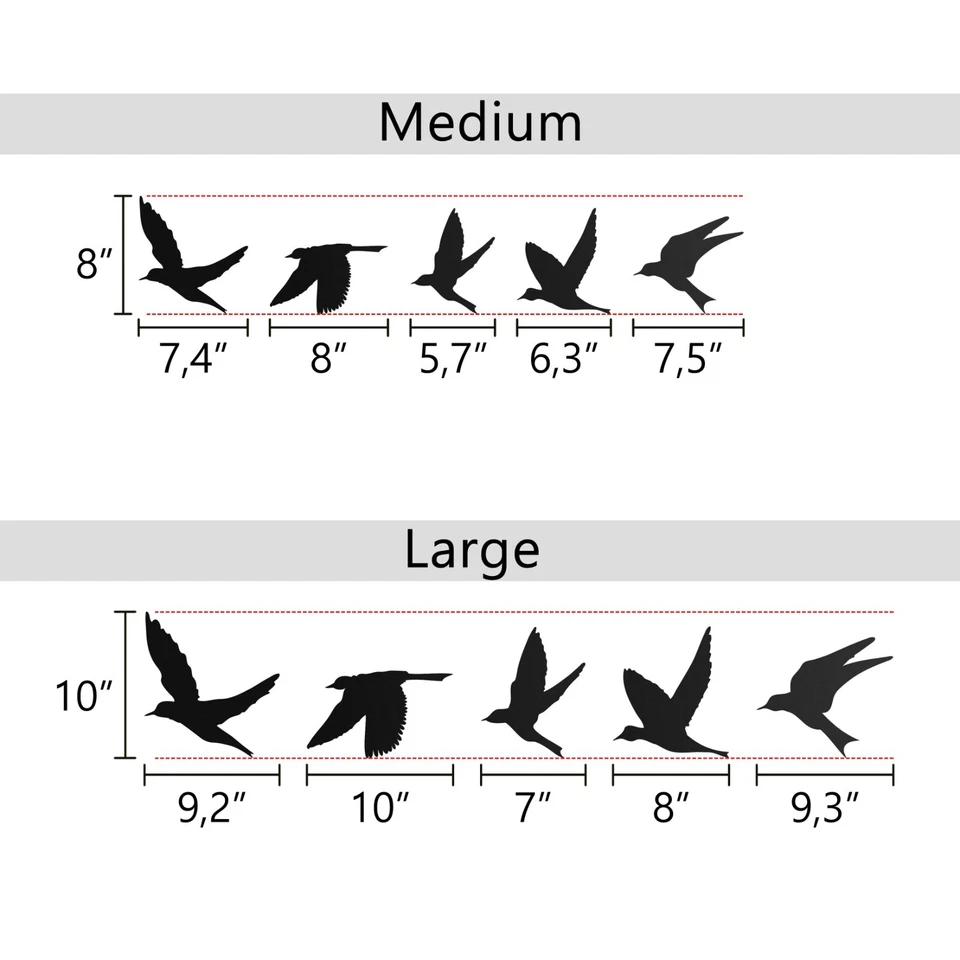 Conjunto de arte de silueta de 5 piezas para decoración de pared de metal de pájaros negros hogar dormitorio oficina Foto 2 de 4