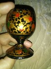 Vintage Small Decorative Wooden Chalice Leaf Design — photo 3