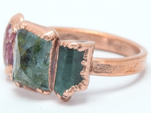 Mix Gemstones Electra Plated Copper Ring Faceted Polished Loose Stone For Gift - Picture 6 of 8