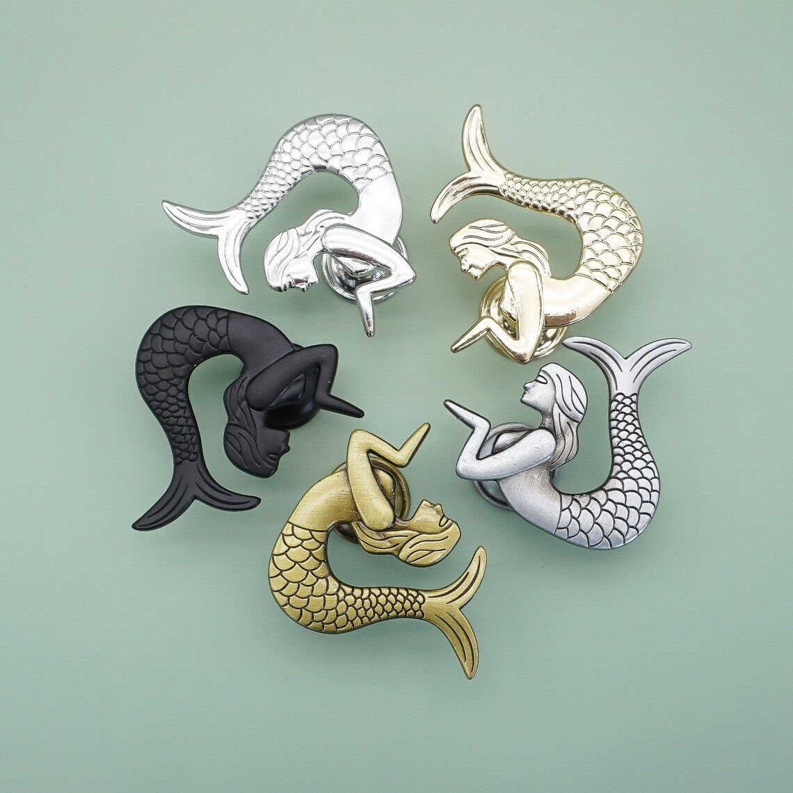 mermaid knobs for dresser Cabinet Pulls Retro Mermaid Knobs Drawer Dresser Knob Handmade Cupboard Pulls  Knob Chic Kitchen Cabinet Door Handle Furniture Hardware - ( Color: Antique  Silver )