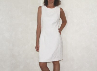 Vintage 90s Ivory textured dress, Sleeveless sheath dress, Retro fitted  dress | eBay