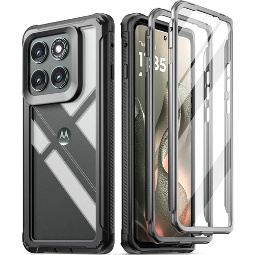 For Motorola Moto Edge 2025 Case | Poetic Shockproof with Built-in-Screen Black