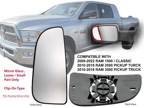 For Tow Mirror Lower Wide Veiw Glass 2009 - 2022 RAM 1500 2500 3500 Driver Side
