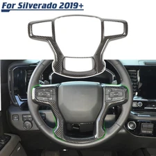 Carbon Fiber Molded Steering Wheel Cover Trim For Chevrolet Silverado 1500 2019+