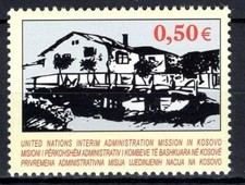 Kosovo MiNr. 27 ** Kunst: Brücke und Häuser (Tuschezeichnung)