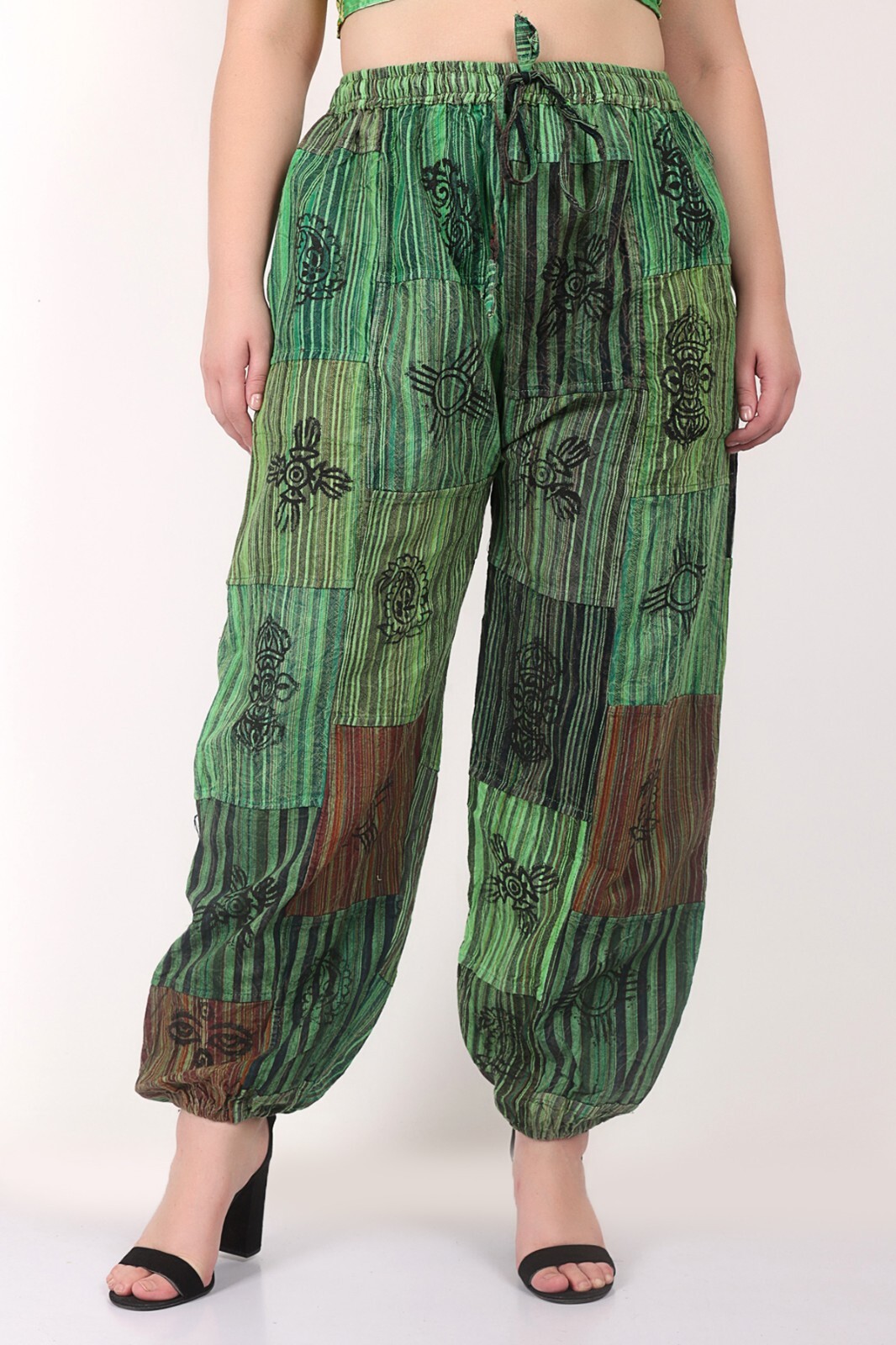 Nepalí Hippie Patchwork Pantalón Unisex Algodón Pantalón Block Print Venta al...