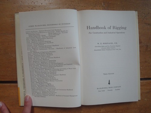 Handbook Of Rigging For Construction & Industrial Operations 3rd Edition 1964 HC - Picture 3 of 19