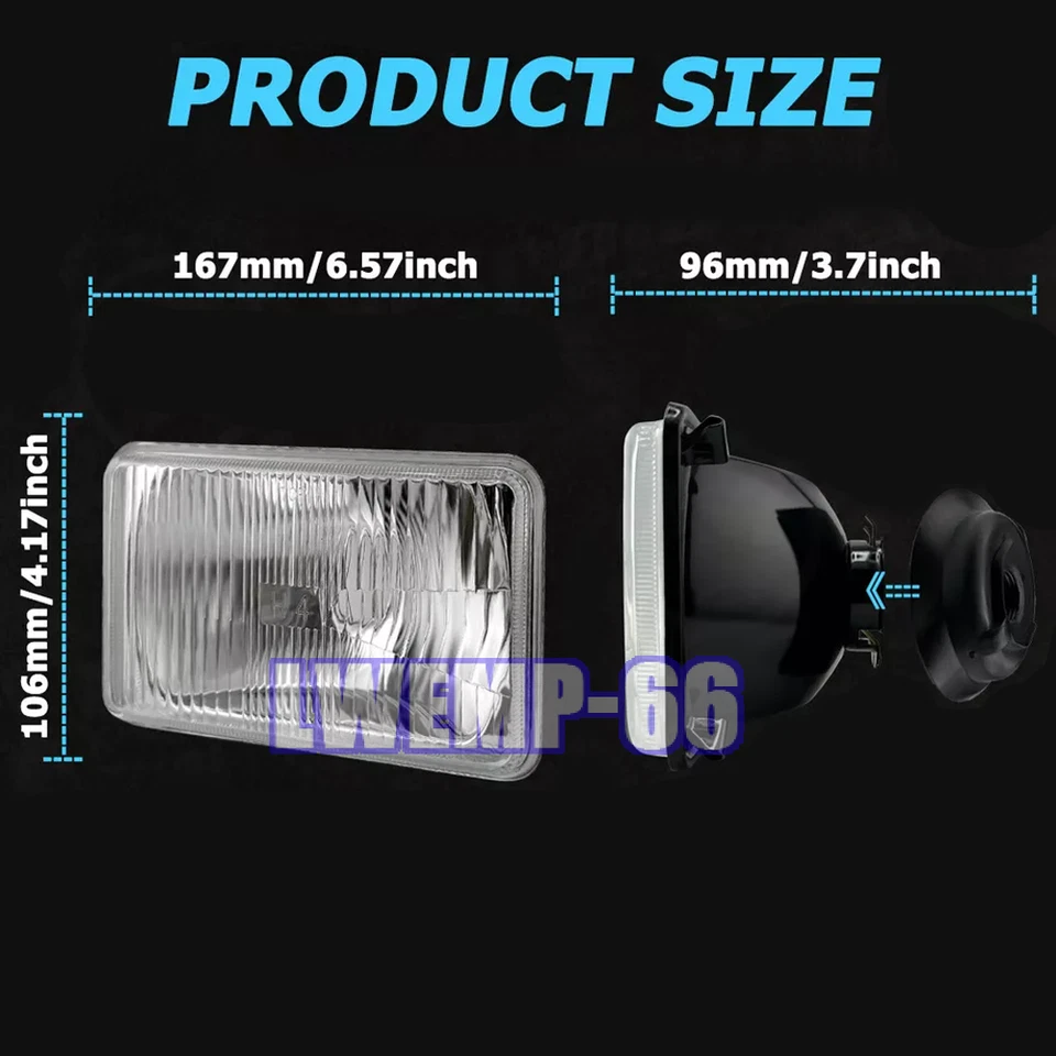 For GMC V1500 Suburban 1989 - 1991 4PCS 4x6" LED Headlights Hi/Lo Beam - Image 2 of 4