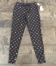 Jenni by Jennifer Moore Geo-Printed Soft Pajama Pants Gray Red Hearts Size XS
