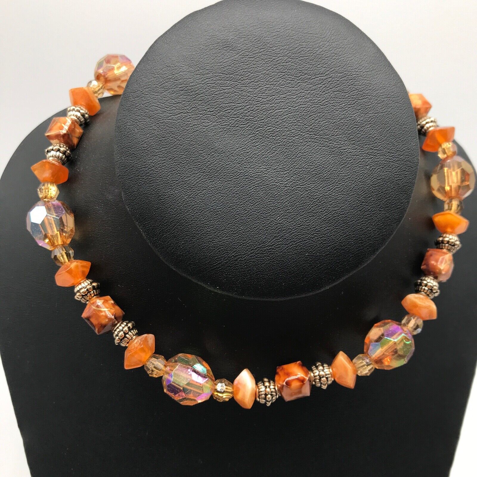Vintage Orange Plastic Beaded Necklace - image 4