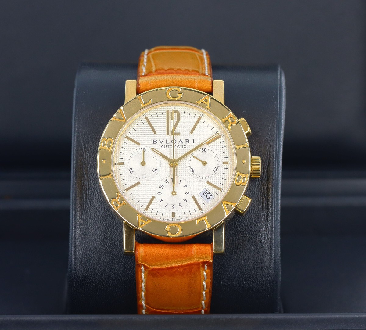 Bvlgari-Bvlgari Chronograph Automatic 18kt Yellow Gold White BB 38