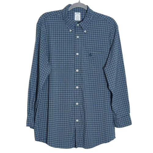 Brooks Brothers Green and Blue Plaid Button Down Dress Shirt Size Large - 第 1/8 張圖片