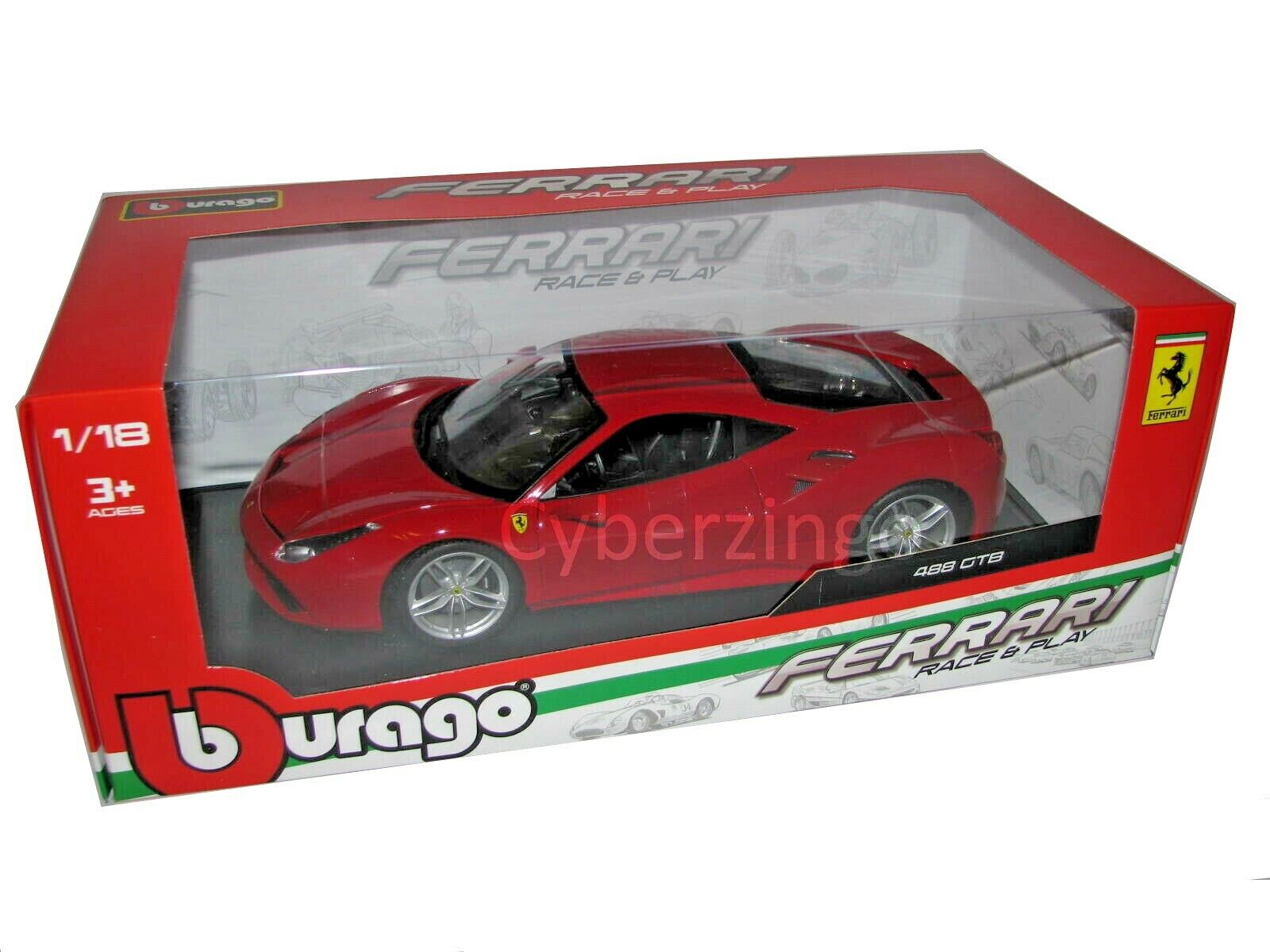 FERRARI 488 GTB RED - BURAGO 1/18 - 18-16008 Passion Diecast