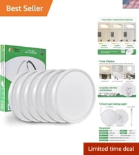 6PK 12 Inch LED Flush Mount Ceiling Light, , 2520LM, 3000K/4000K/6000K CCT Se...