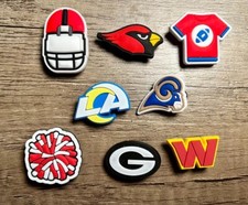 8pc Football Cardinal Ram Packer Commander Shoe Charms for Crocs or Shoe Laces