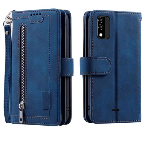 Funda billetera magnética abatible para tarjeta BLU C5 Max 2022 con cremallera de cuero - Imagen 17 de 26