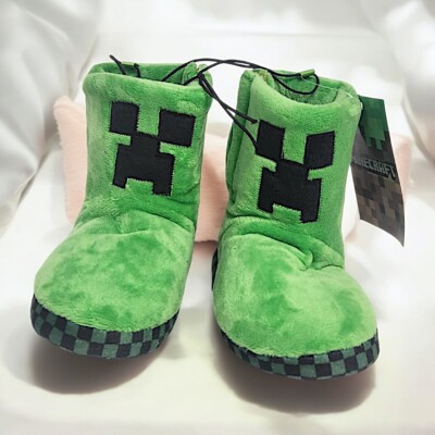 Minecraft Creeper Boots Green 3D Gaming House Kids Shoes Slipper
