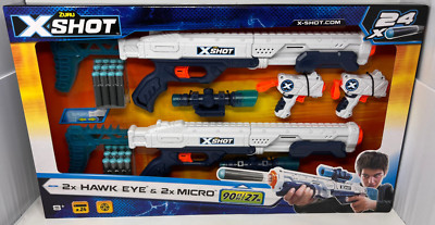 Zuru X-Shot 2x Hawk Eye with Scope & 2x Micro Blasters and 24 Darts