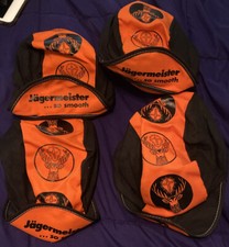 1-Vtg Jagermeister Hat White Orange Painters Cap 80's Alcohol PBR Beer Jager
