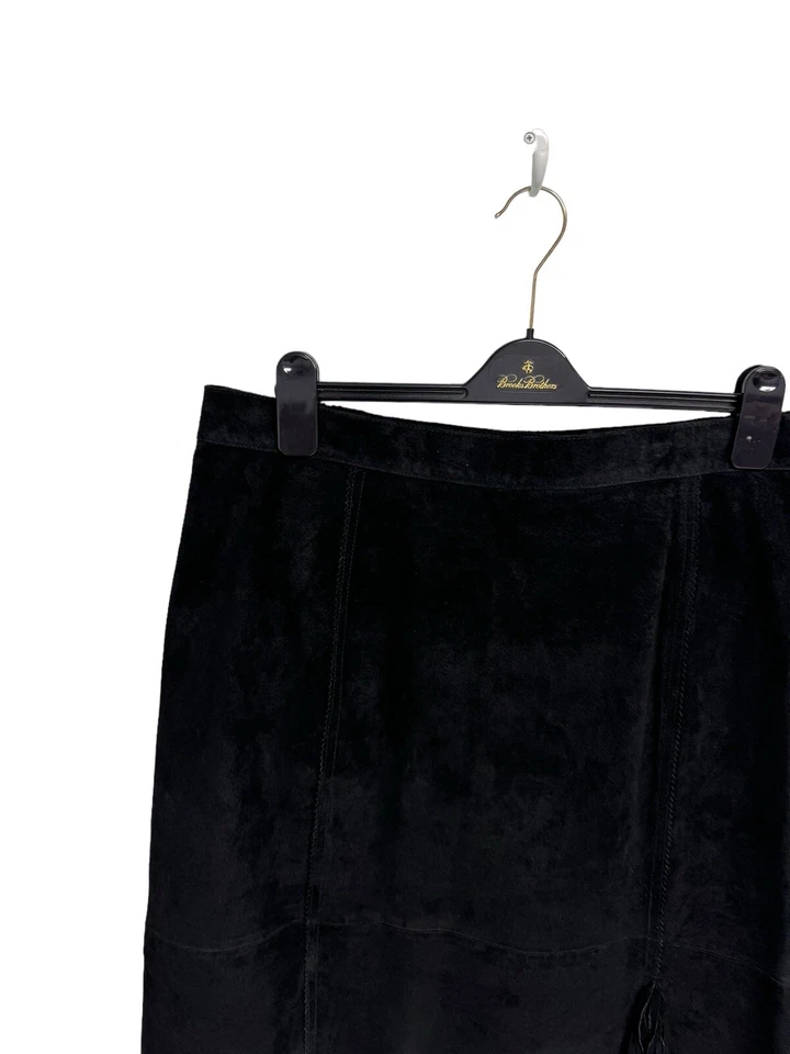 Via Accent женщин 100% кожи замши черный бахрома средней длины юбка размер H6 - Изображение 2 из 4