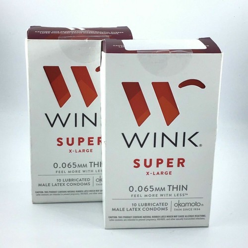 Wink Super XL Male Condoms / Lubricated Thin / 10 Count Box / 2 Pack / 10/2024
