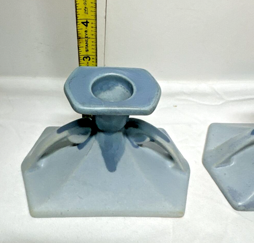 Vintage Roseville Pottery Carnelian I W/blue Drip On The Candleholders Very Nice - Picture 8 of 9