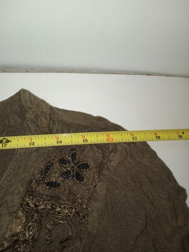 Gorgeous Ornate Rayon Olive Green Embroidered/Velvet Matching Top & Skirt Small - Picture 4 of 9