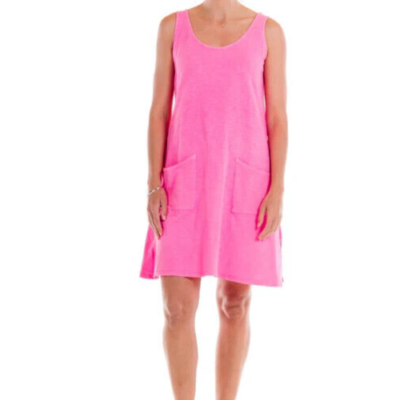 FRESH PRODUCE Small Cosmos PINK DRAPE Cotton Jersey Tank Dress $65 NWT S
