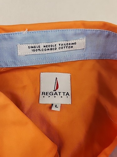 Regatta Pocket Logo Cotton Shirt Mens Large Orange Short Sleeve Button Front - Picture 7 of 10
