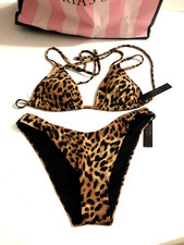 Victoria's Secret Triangle Removable Padded Bikini Swim 2 Piece Set Leopard NWT
