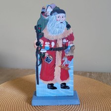 Vintage Handcrafted Wood Old World Santa Saint Nick Primitive Folk Art Christmas