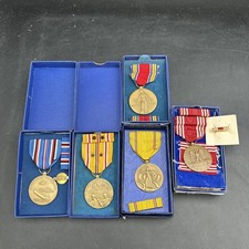 WWII/WW2 US Medal Lot Boxed Asiatic-Pacific American Campaign Defense Victory-EL