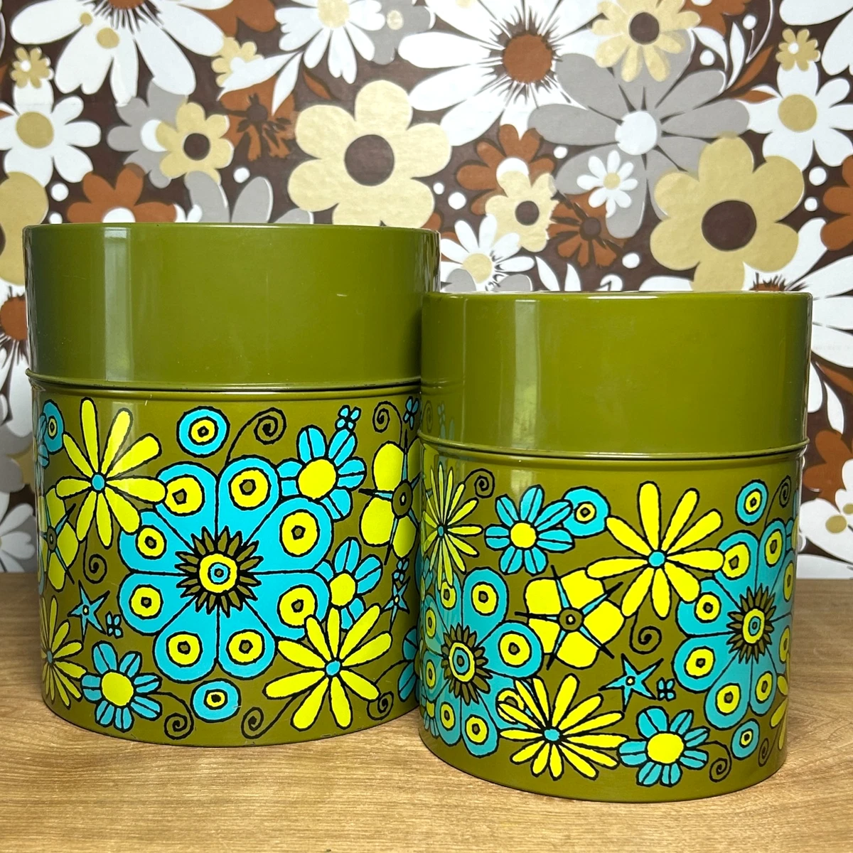 vintage tin canister set products for sale | eBay